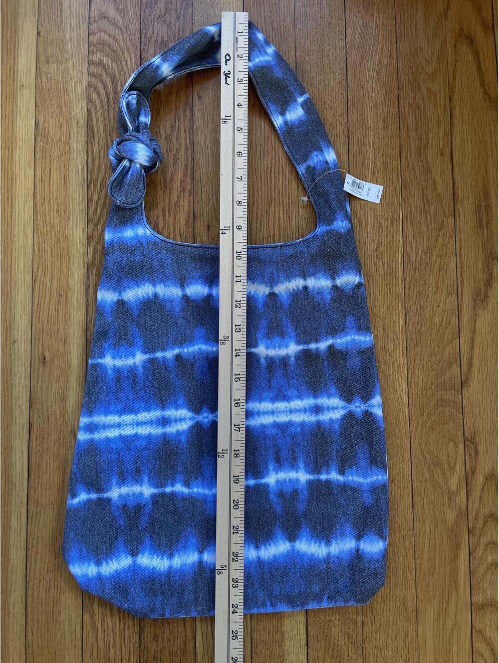 Gap Blue Tie Dye Canvas Tote Bag New With Tags Medium Bow Casual Boho - Picture 4 of 7